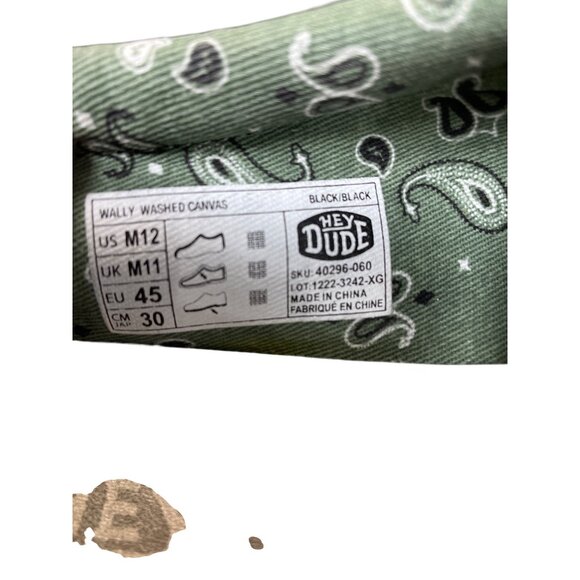 Hey Dude Wally Mens Charcoal Gray Black Washed Canvas Loafers shoes Sz 12 SKU 95 - Picture 5 of 14